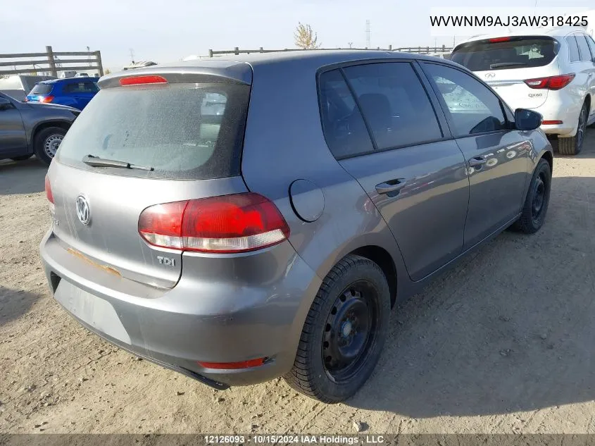 WVWNM9AJ3AW318425 2010 Volkswagen Golf