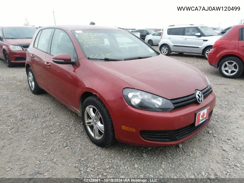 2010 Volkswagen Golf VIN: WVWCA7AJ0AW120499 Lot: 12129861