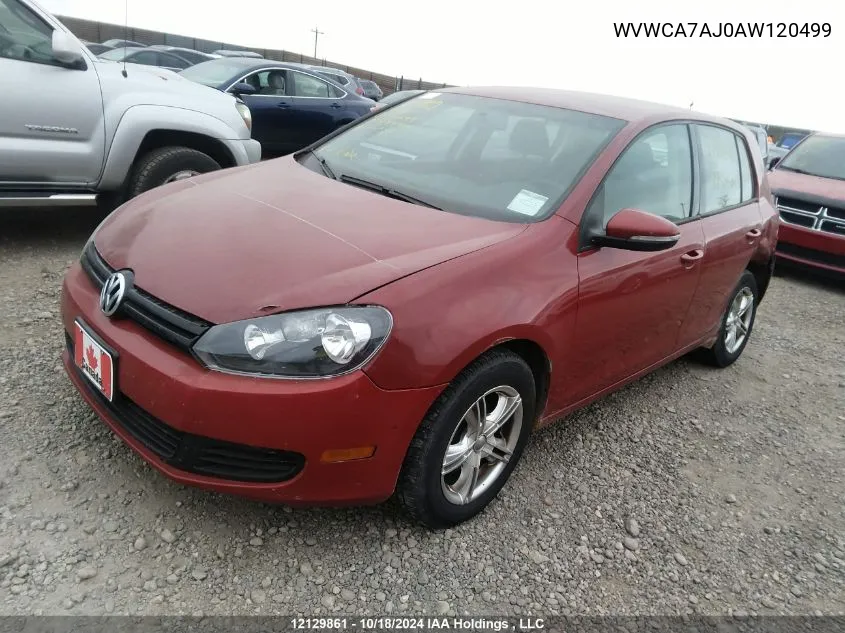 2010 Volkswagen Golf VIN: WVWCA7AJ0AW120499 Lot: 12129861