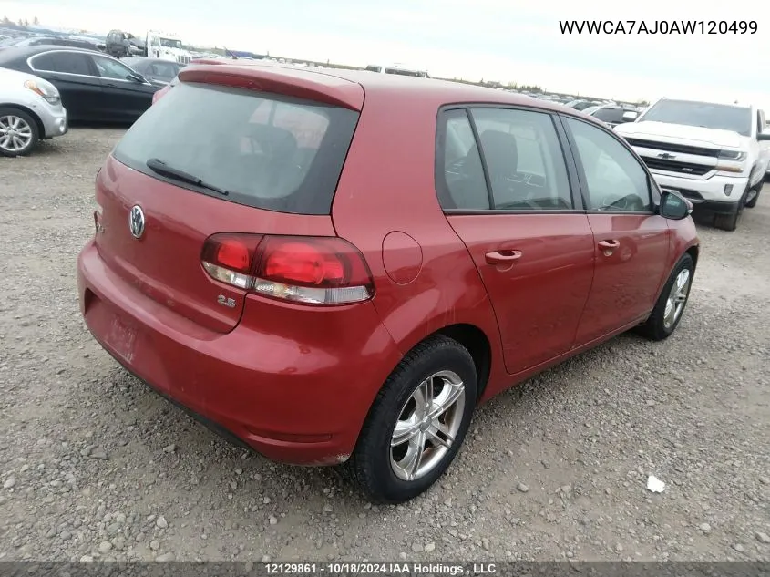 2010 Volkswagen Golf VIN: WVWCA7AJ0AW120499 Lot: 12129861