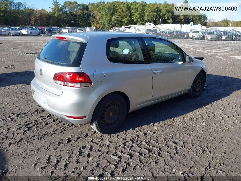 2010 Volkswagen Golf 2-Door VIN: WVWAA7AJ2AW300400 Lot: 40607743