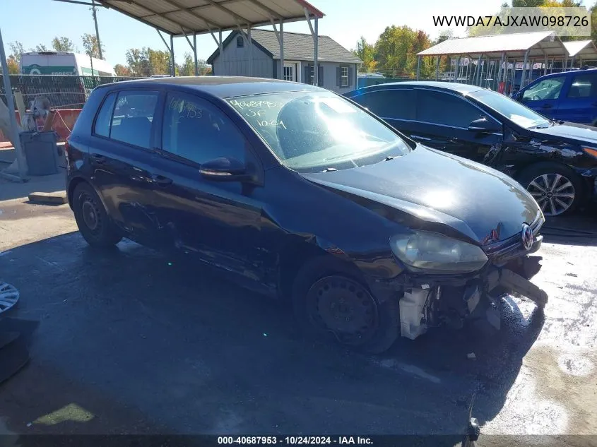 WVWDA7AJXAW098726 2010 Volkswagen Golf 4-Door