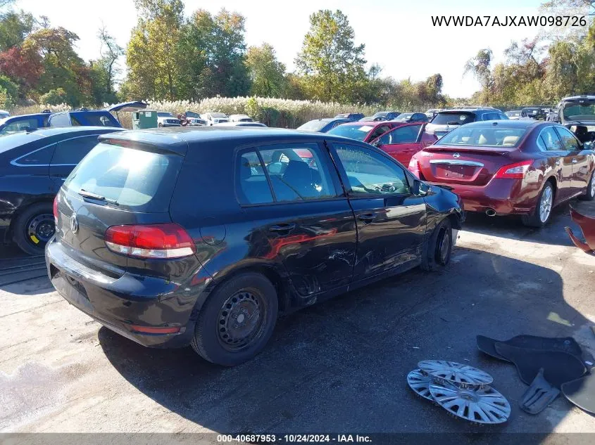 WVWDA7AJXAW098726 2010 Volkswagen Golf 4-Door