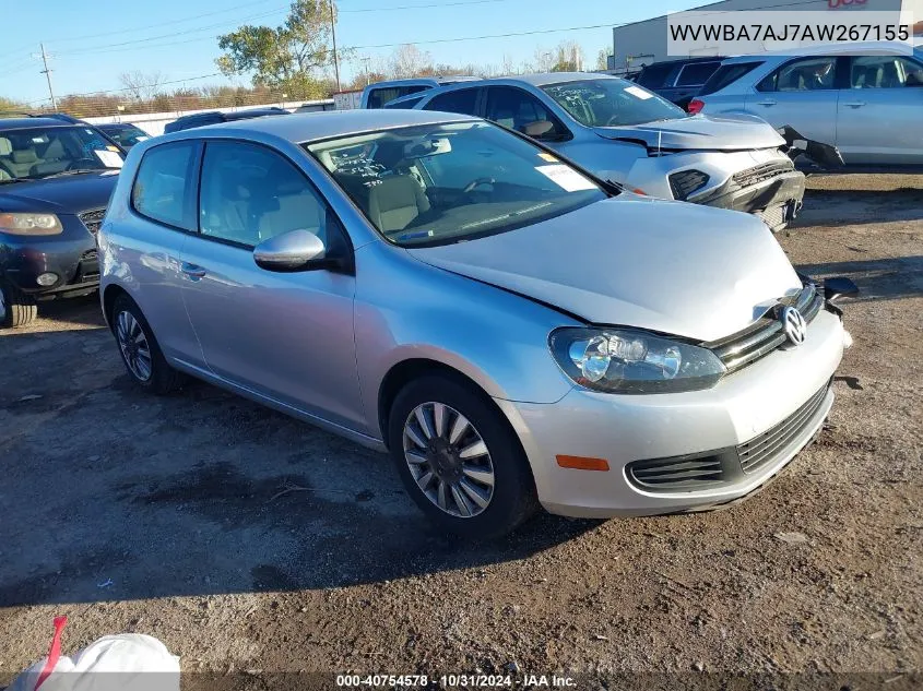 2010 Volkswagen Golf 2-Door VIN: WVWBA7AJ7AW267155 Lot: 40754578