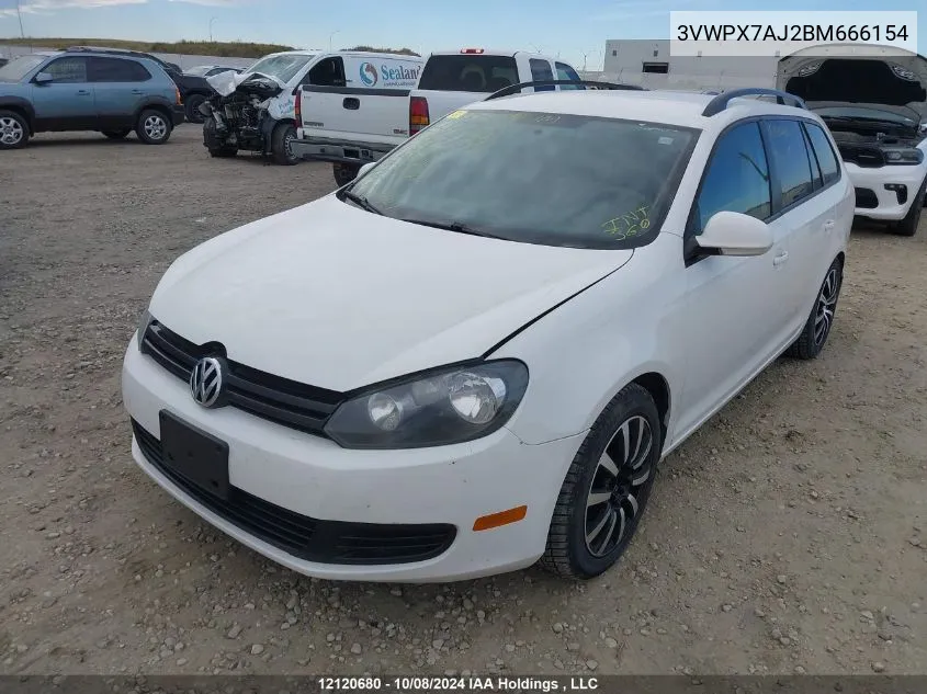 2011 Volkswagen Golf Wagon VIN: 3VWPX7AJ2BM666154 Lot: 12120680