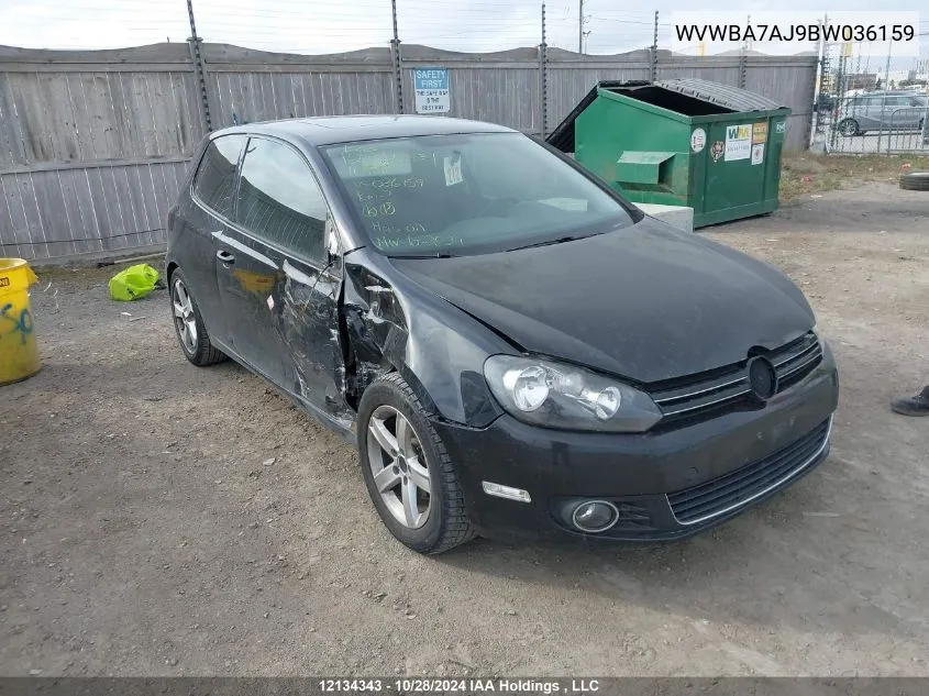 2011 Volkswagen Golf VIN: WVWBA7AJ9BW036159 Lot: 12134343