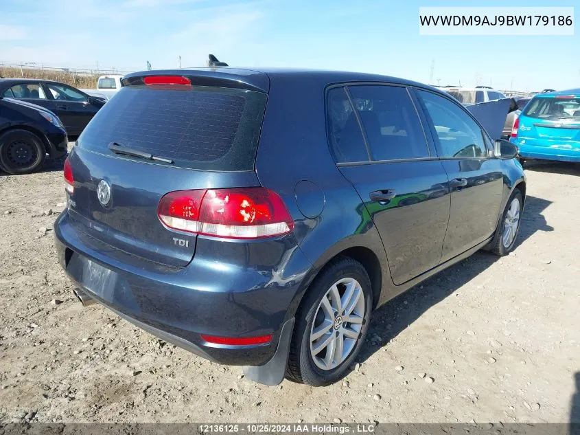 2011 Volkswagen Golf VIN: WVWDM9AJ9BW179186 Lot: 12136125