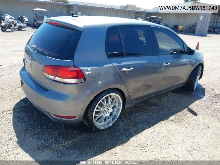 WVWDM7AJ5BW181943 2011 Volkswagen Golf Tdi 4-Door