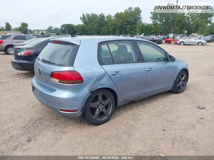 2011 Volkswagen Golf VIN: WVWDM7AJ7BW306280 Lot: 40152645