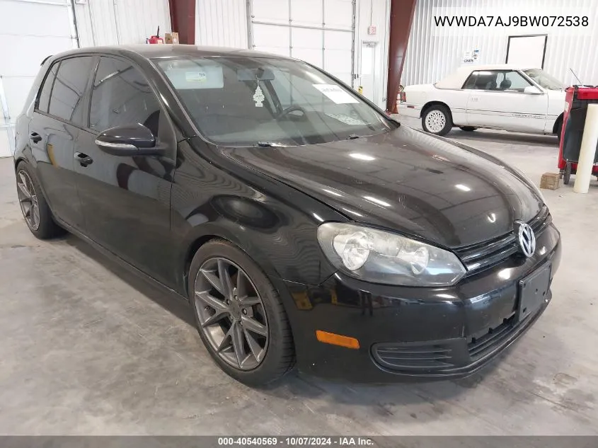 2011 Volkswagen Golf 2.5L 4-Door VIN: WVWDA7AJ9BW072538 Lot: 40540569