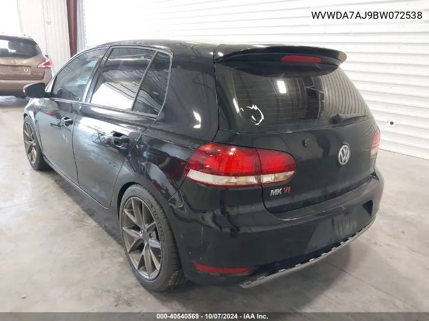 WVWDA7AJ9BW072538 2011 Volkswagen Golf 2.5L 4-Door