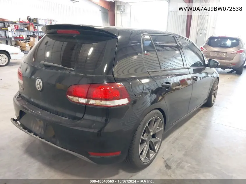 WVWDA7AJ9BW072538 2011 Volkswagen Golf 2.5L 4-Door