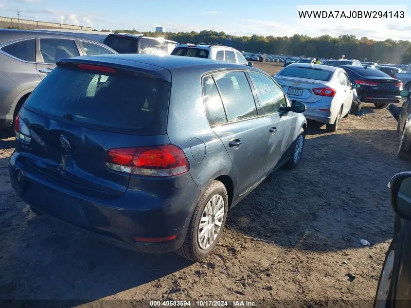 WVWDA7AJ0BW294143 2011 Volkswagen Golf 2.5L 4-Door