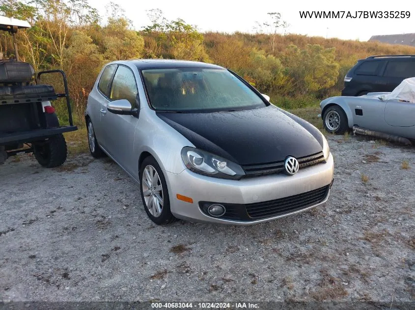 2011 Volkswagen Golf VIN: WVWMM7AJ7BW335259 Lot: 40683044