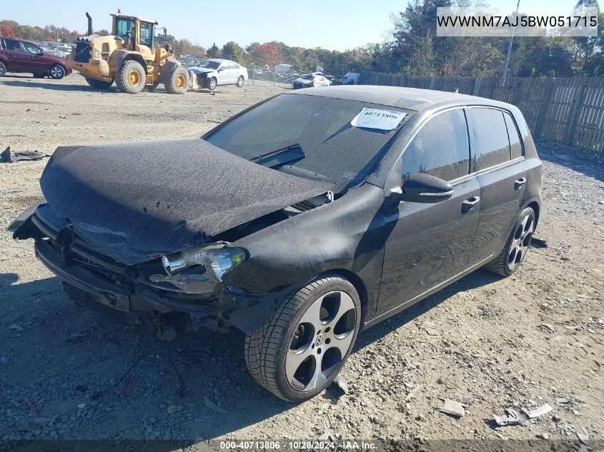 2011 Volkswagen Golf Tdi 4-Door VIN: WVWNM7AJ5BW051715 Lot: 40713806