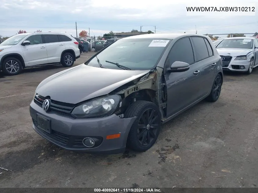 2011 Volkswagen Golf Tdi 4-Door VIN: WVWDM7AJXBW310212 Lot: 40892641