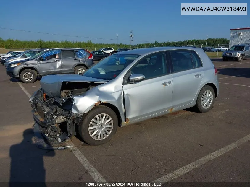 2012 Volkswagen Golf VIN: WVWDA7AJ4CW318493 Lot: 12083757