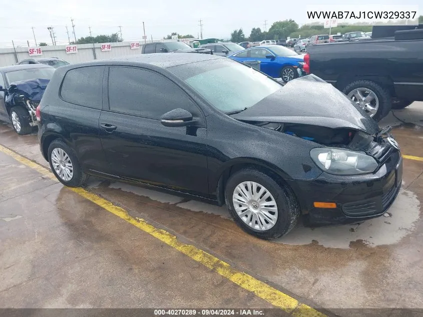 2012 Volkswagen Golf 2.5L 2-Door VIN: WVWAB7AJ1CW329337 Lot: 40270289