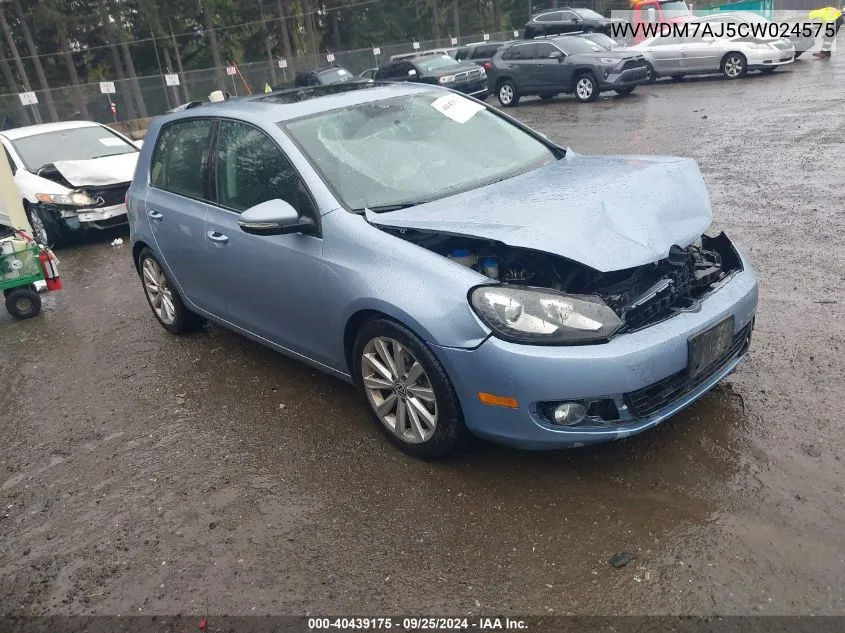 2012 Volkswagen Golf Tdi 4-Door VIN: WVWDM7AJ5CW024575 Lot: 40439175