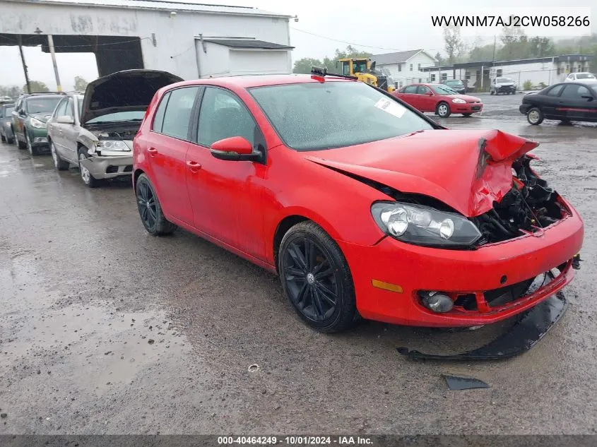 2012 Volkswagen Golf VIN: WVWNM7AJ2CW058266 Lot: 40464249