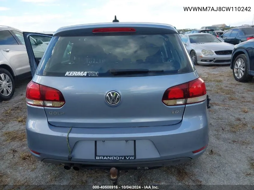 WVWNM7AJ8CW110242 2012 Volkswagen Golf Tdi 4-Door