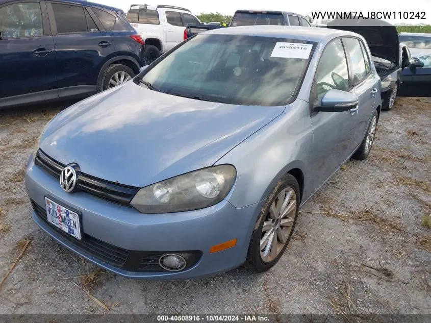 2012 Volkswagen Golf Tdi 4-Door VIN: WVWNM7AJ8CW110242 Lot: 40508916