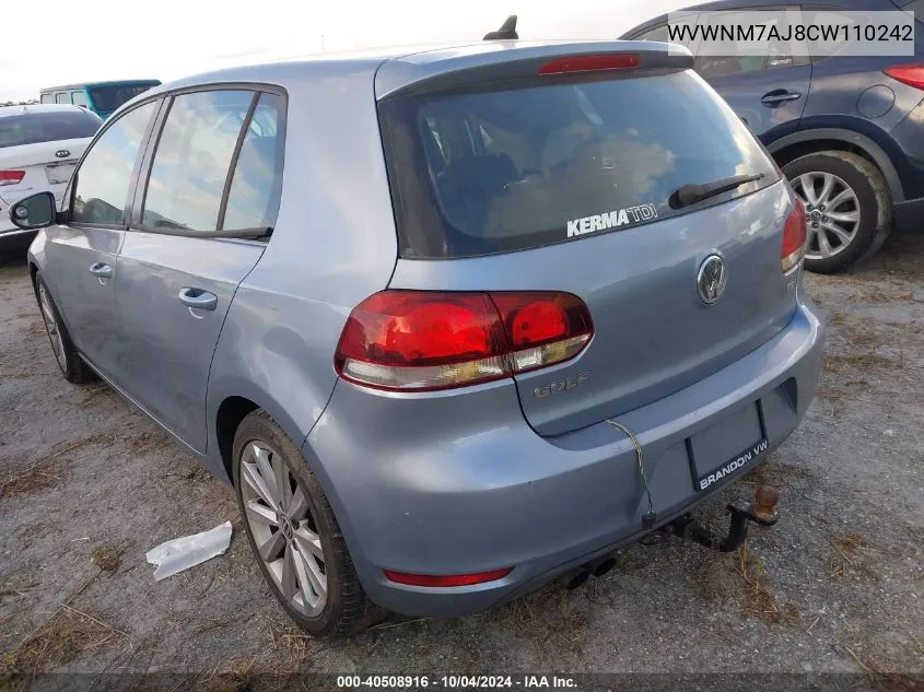 2012 Volkswagen Golf Tdi 4-Door VIN: WVWNM7AJ8CW110242 Lot: 40508916