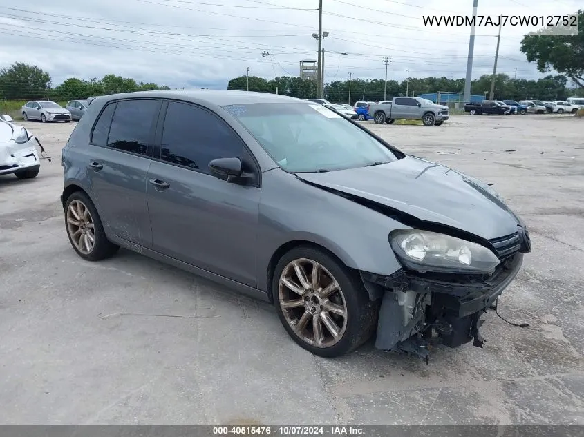 2012 Volkswagen Golf Tdi 4-Door VIN: WVWDM7AJ7CW012752 Lot: 40515476