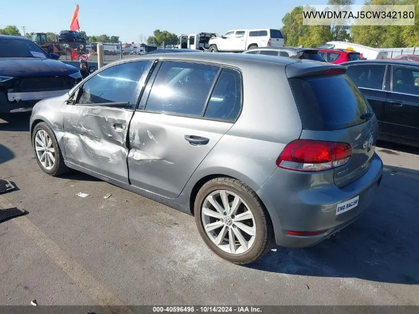 2012 Volkswagen Golf Tdi 4-Door VIN: WVWDM7AJ5CW342180 Lot: 40596495