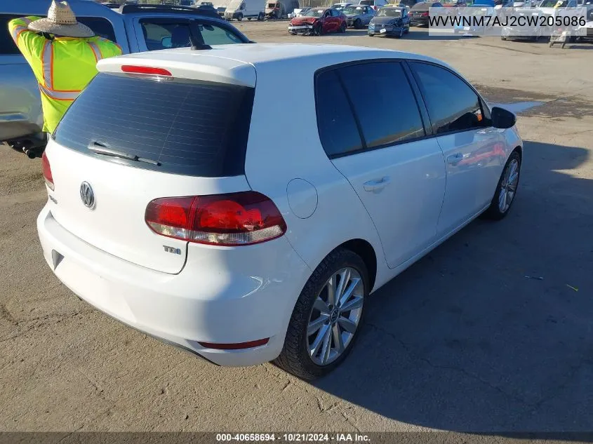 WVWNM7AJ2CW205086 2012 Volkswagen Golf Tdi 4-Door