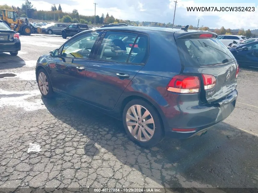 2012 Volkswagen Golf Tdi 4-Door VIN: WVWDM7AJ0CW352423 Lot: 40727884