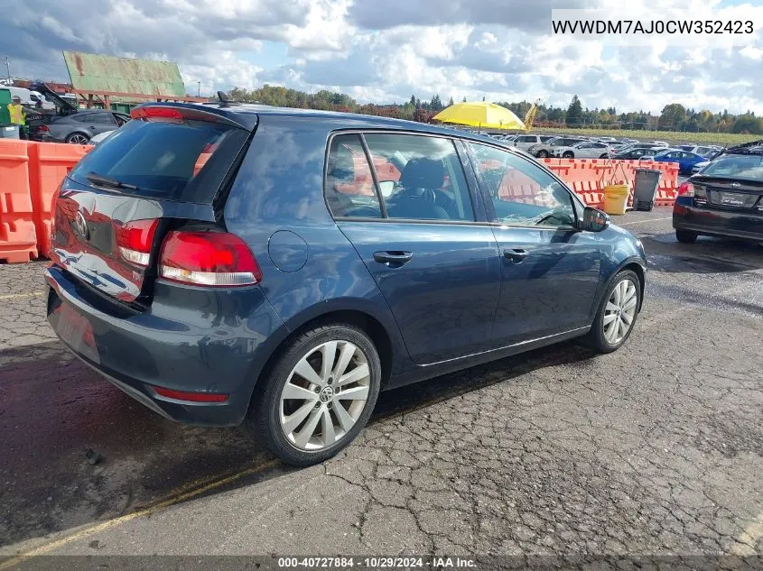 2012 Volkswagen Golf Tdi 4-Door VIN: WVWDM7AJ0CW352423 Lot: 40727884