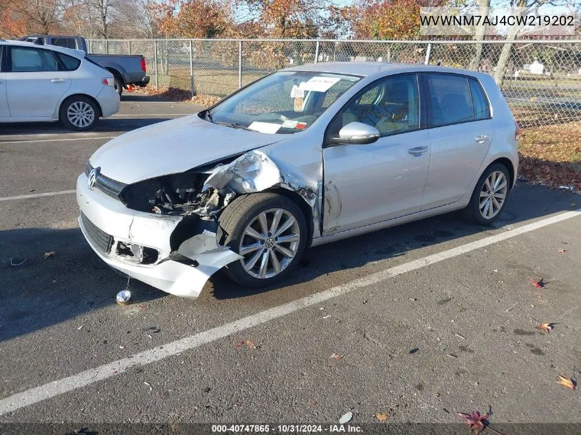 2012 Volkswagen Golf Tdi 4-Door VIN: WVWNM7AJ4CW219202 Lot: 40747865