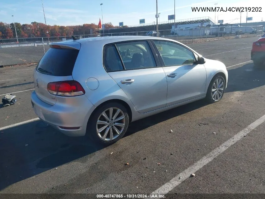 2012 Volkswagen Golf Tdi 4-Door VIN: WVWNM7AJ4CW219202 Lot: 40747865