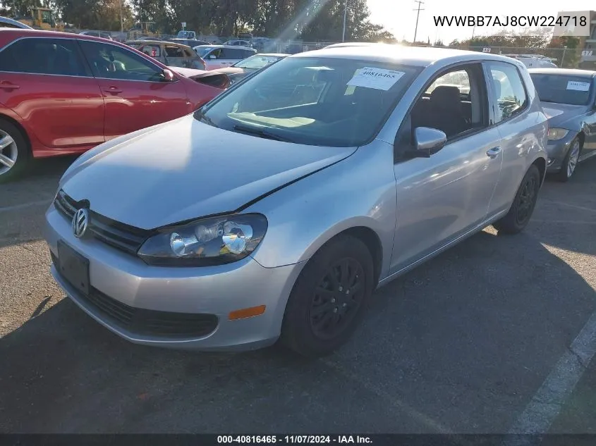 2012 Volkswagen Golf 2.5L 2-Door VIN: WVWBB7AJ8CW224718 Lot: 40816465