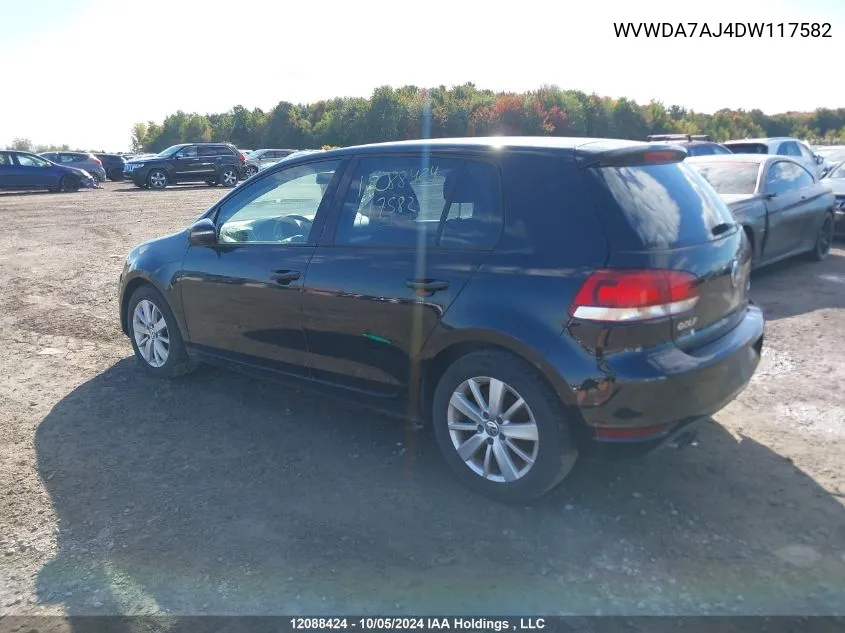 2013 Volkswagen Golf VIN: WVWDA7AJ4DW117582 Lot: 12088424