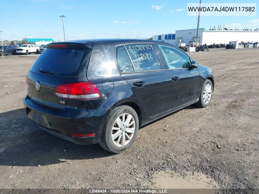 2013 Volkswagen Golf VIN: WVWDA7AJ4DW117582 Lot: 12088424