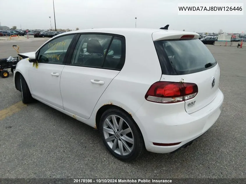 2013 Volkswagen Golf 2.5 VIN: WVWDA7AJ8DW126446 Lot: 20178598