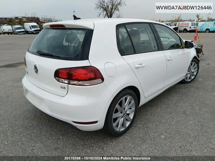 2013 Volkswagen Golf 2.5 VIN: WVWDA7AJ8DW126446 Lot: 20178598