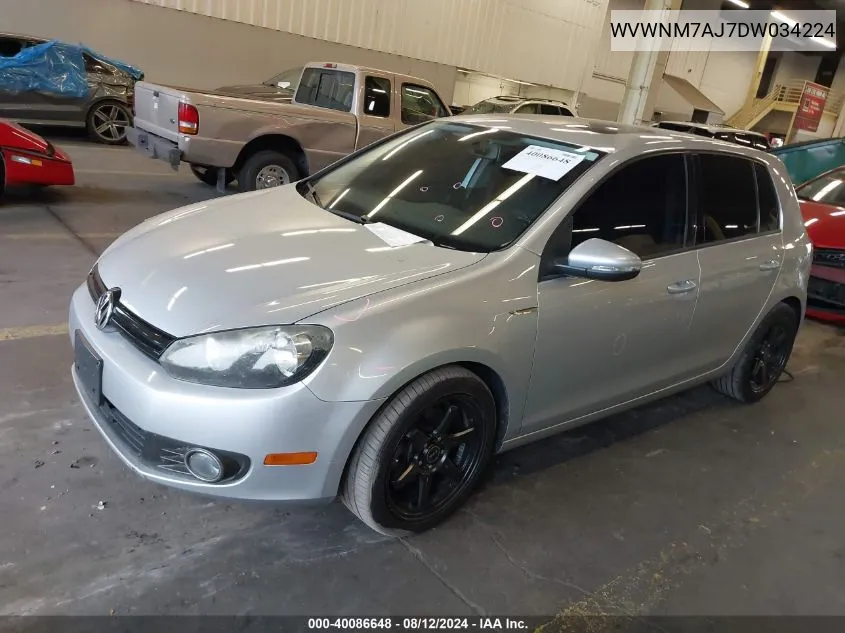 2013 Volkswagen Golf 2.0L Tdi 4-Door VIN: WVWNM7AJ7DW034224 Lot: 40086648