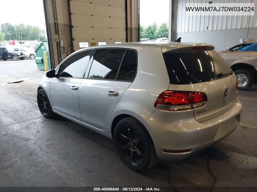 2013 Volkswagen Golf 2.0L Tdi 4-Door VIN: WVWNM7AJ7DW034224 Lot: 40086648