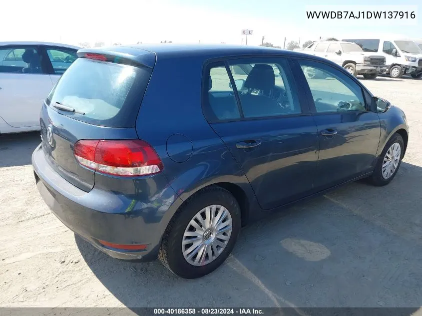 2013 Volkswagen Golf 2.5L 4-Door VIN: WVWDB7AJ1DW137916 Lot: 40186358