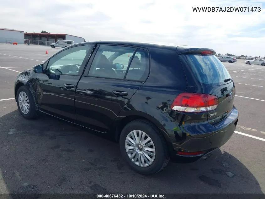 2013 Volkswagen Golf 2.5L 4-Door VIN: WVWDB7AJ2DW071473 Lot: 40576432