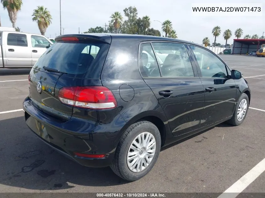 2013 Volkswagen Golf 2.5L 4-Door VIN: WVWDB7AJ2DW071473 Lot: 40576432