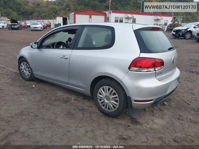 2013 Volkswagen Golf 2.5L 2-Door VIN: WVWBB7AJ1DW120170 Lot: 40600830