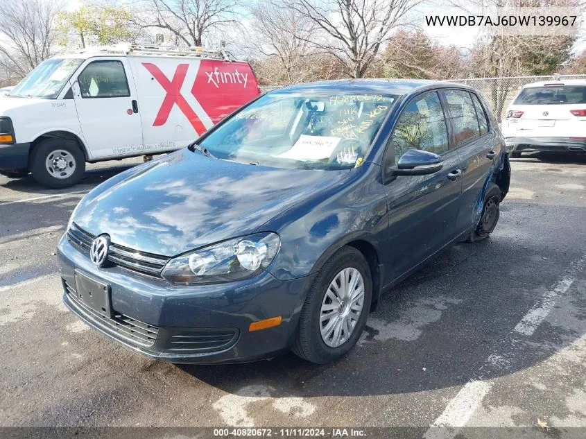 2013 Volkswagen Golf 2.5L 4-Door VIN: WVWDB7AJ6DW139967 Lot: 40820672