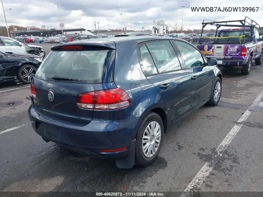 2013 Volkswagen Golf 2.5L 4-Door VIN: WVWDB7AJ6DW139967 Lot: 40820672