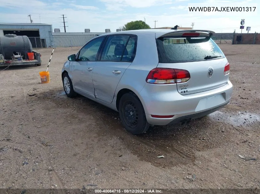 2014 Volkswagen Golf 2.5L VIN: WVWDB7AJXEW001317 Lot: 40084715