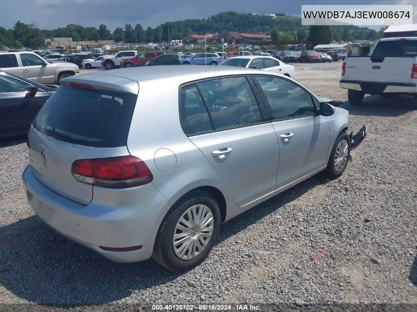 2014 Volkswagen Golf 2.5L VIN: WVWDB7AJ3EW008674 Lot: 40130702