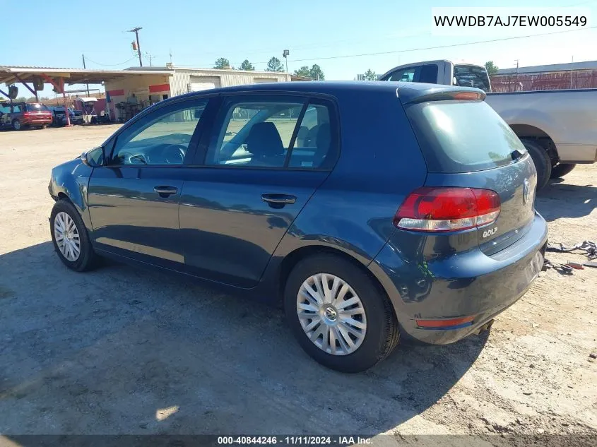 2014 Volkswagen Golf 2.5L VIN: WVWDB7AJ7EW005549 Lot: 40844246